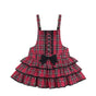 C8816 Red Plaid Pinafore Dress / S