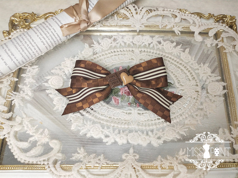 Chocolate Daily Lolita Bow KC Brooch dual-use striped bow brooch hairclip
