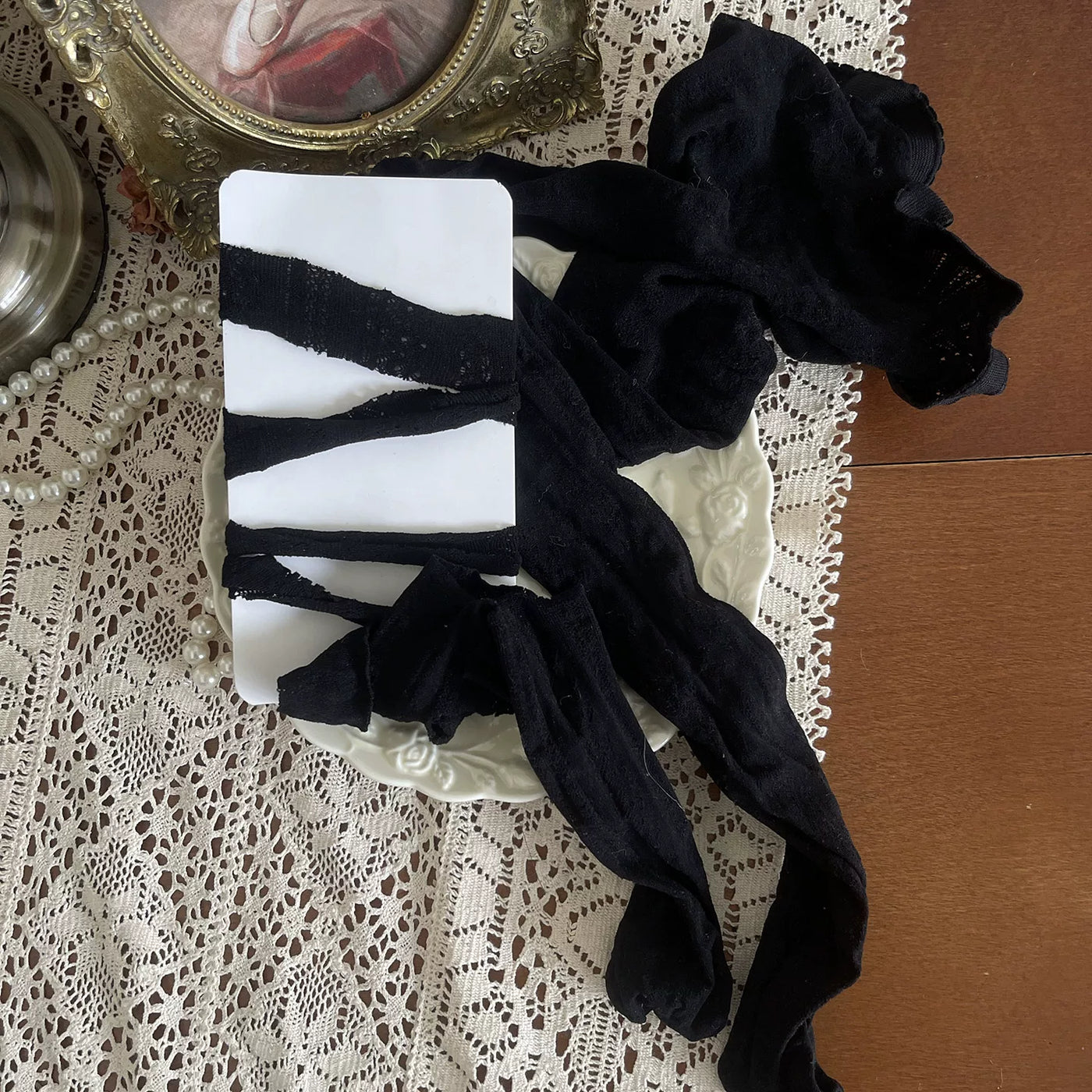 Sock Noble - Layered Gothic - Layering Hosiery with Tulle-Knot Detail