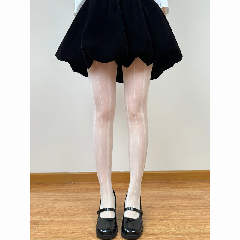 Chubby Bear Tales - Ballet White Collection - One-Size Stockings with Bow and Pattern Variants