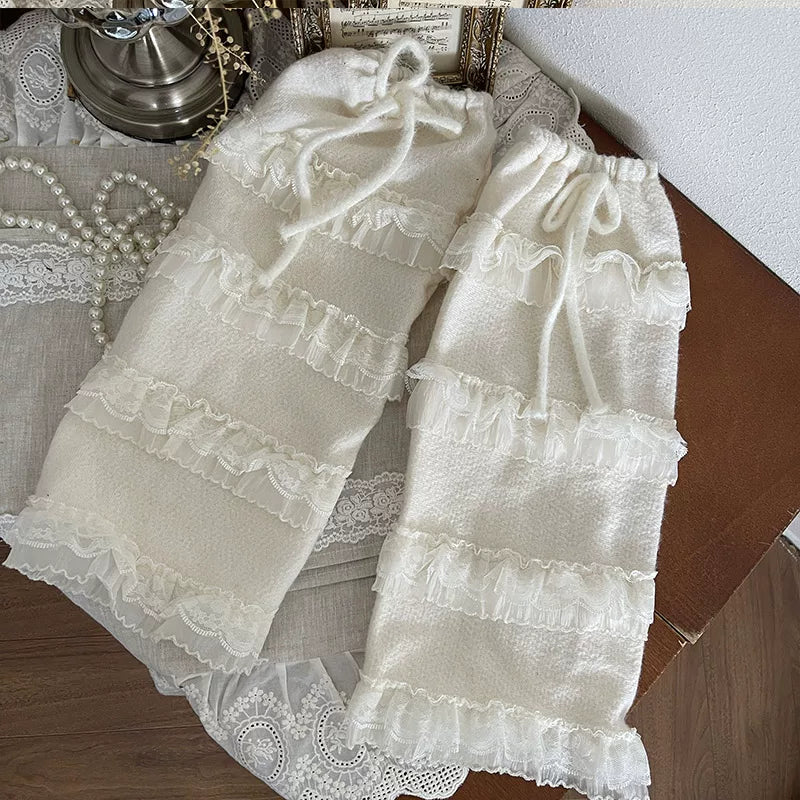 Sock Noble - Y2K Layered Lace Lolita - Sock covers with tiered ruffles and lace edging