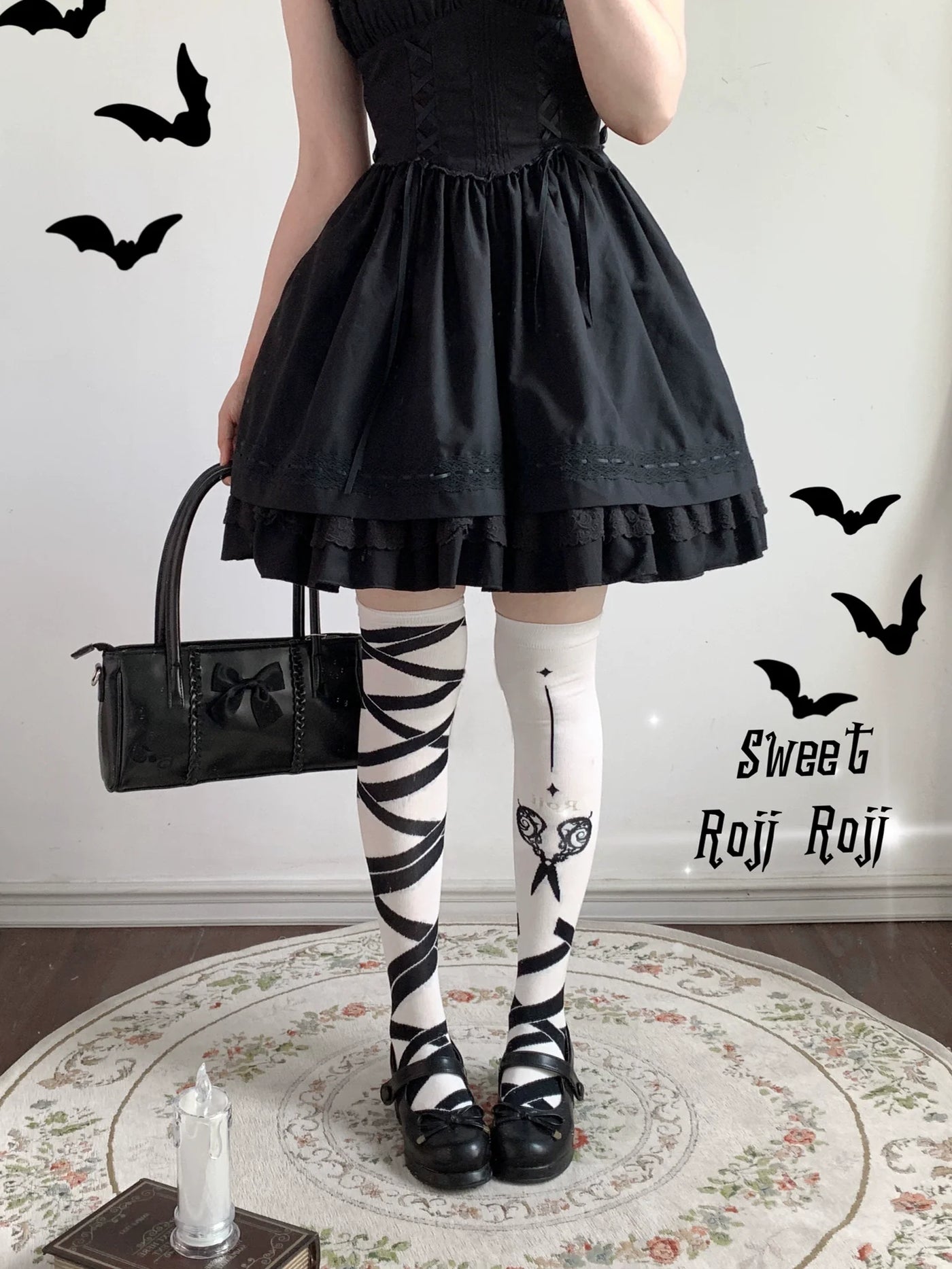 Roji Roji - Gothic Lolita Over-Knee Socks - Scissors Print Socks