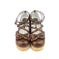 MODO - Puff Tata Brown Edition - Bow Platform Lolita Shoes - Dark Brown / 41