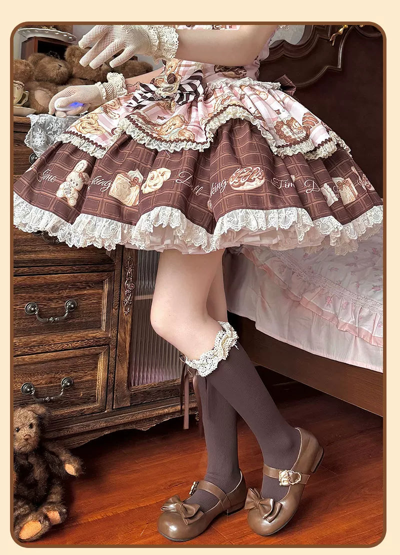 Milky Star Qiaoqiao - Ballet Ribbon - Lace-Trimmed Calf Socks with Bow Ties