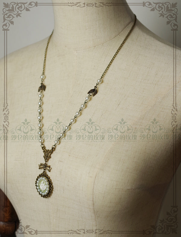 Rose of Sharon - Cameo Lolita Necklace and Ring - Neckwear