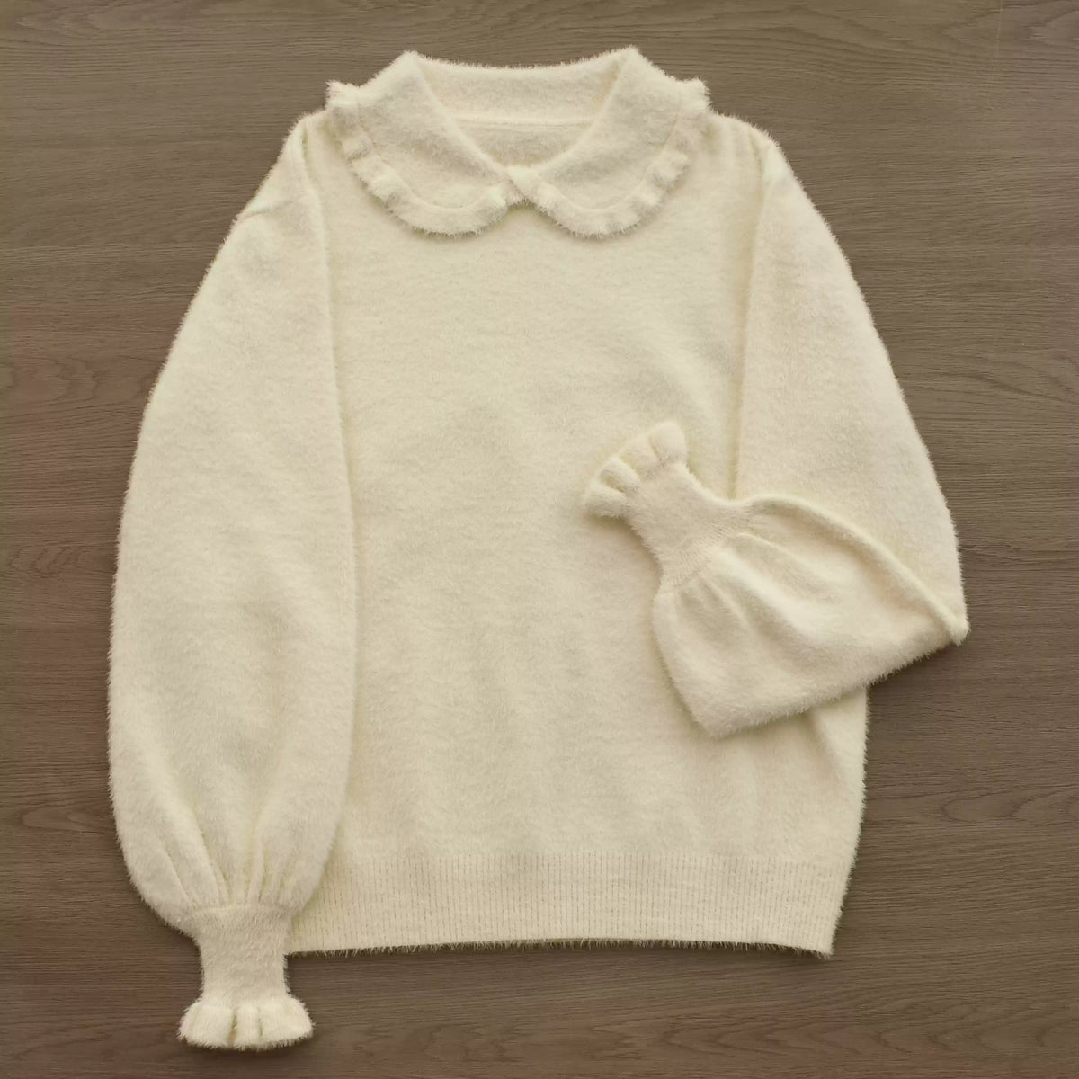 MIST - Warm Turtleneck - Lolita knitwear with a high collar and puff sleeves