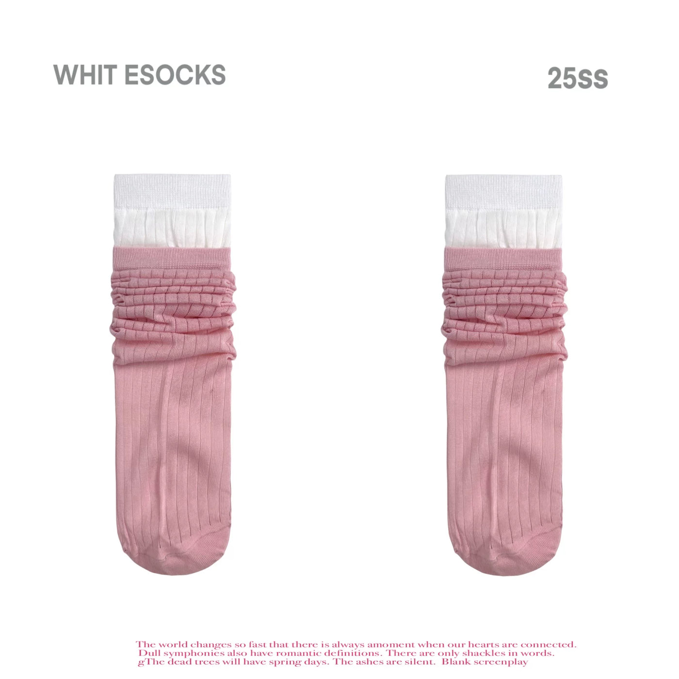 White Socks - Ballet Rib - Mid-Calf Socks with Double-Rib Contrast Cuffs