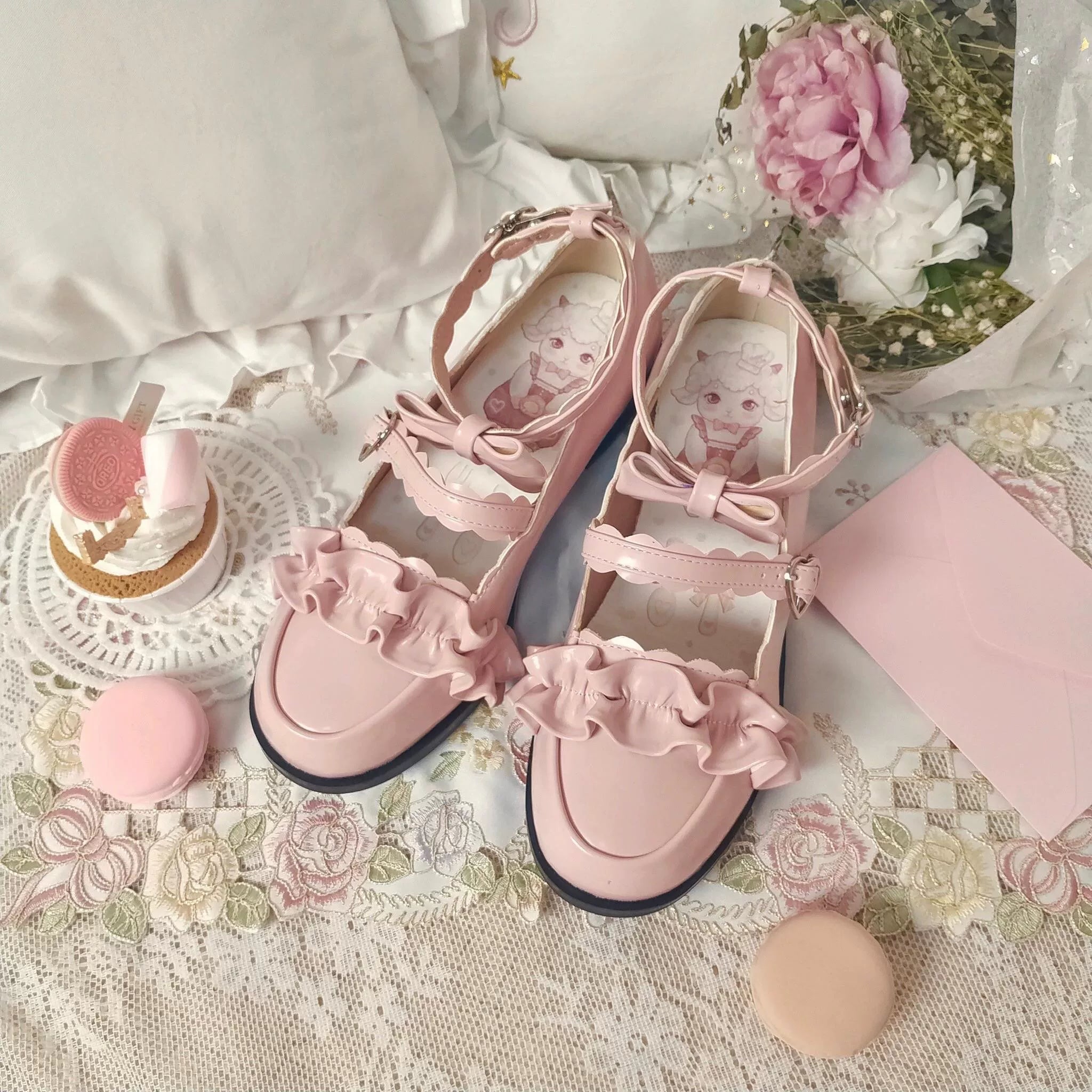 Sheep Puff Melulu Rare Color Lolita Shoes featuring a cute sheep puff design in vibrant colors, perfect for fashion-forward outfits.