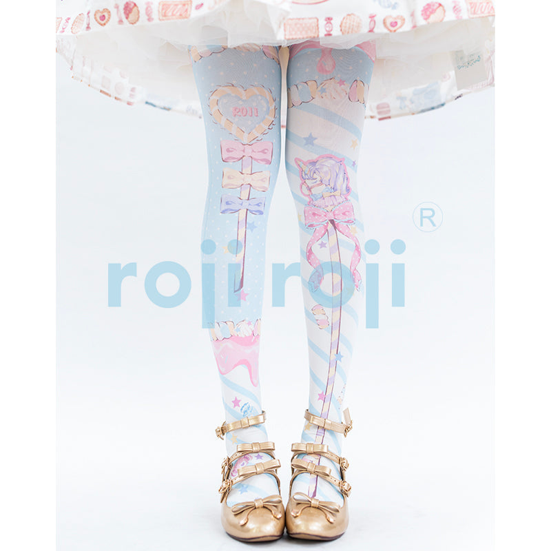 Roji Roji - Fairy Kei Sweet Lolita Print - Stockings Socks