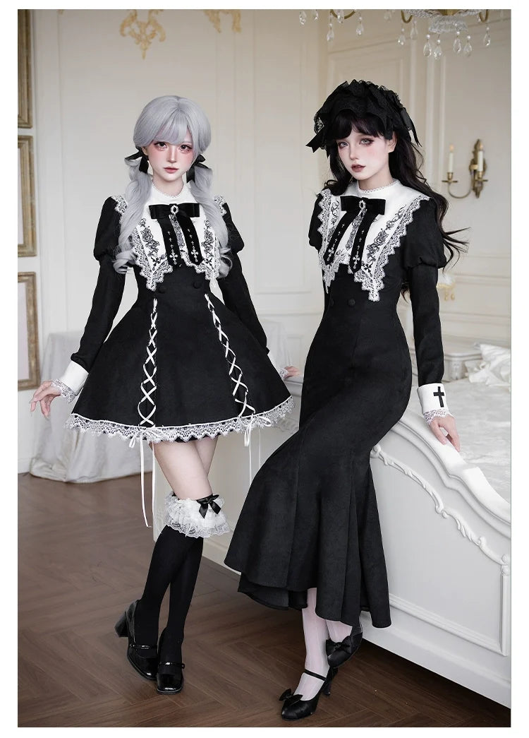 With PUJI - Rose Doll - Gothic Lolita Short OP, Mermaid Dress