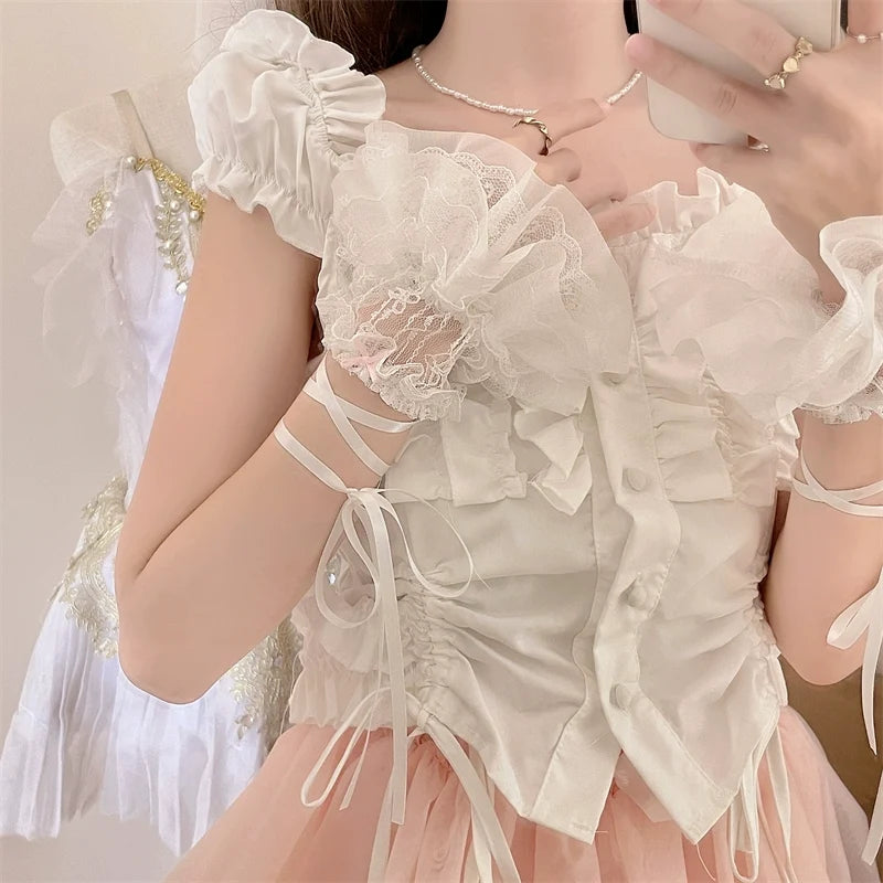 Sugar Girl - Sweet Lolita Cuffs Ballet Lace - Breathable Straps Sleeves Hand Accessory