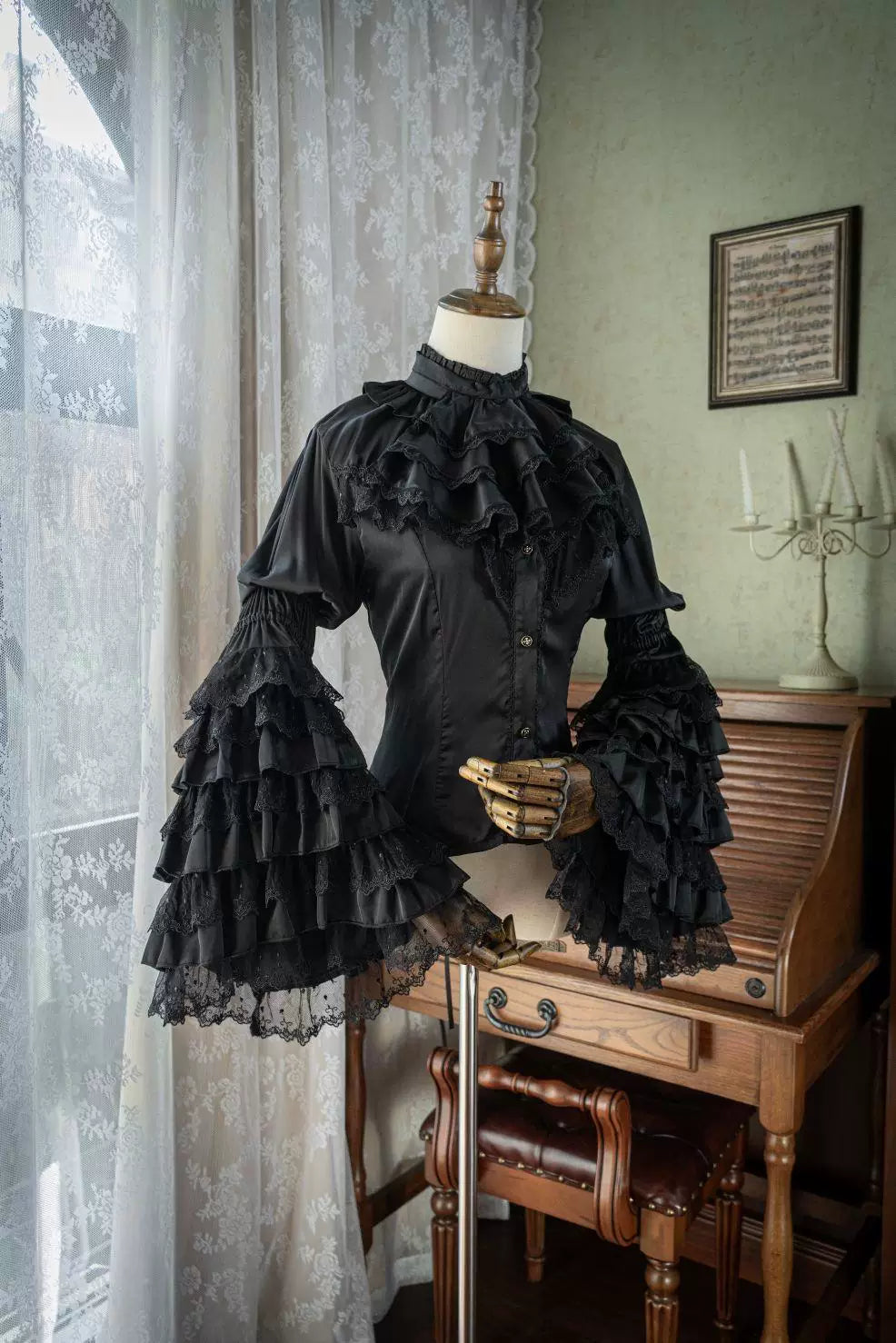 Sweetheart Dream Machine - Dark Night Ruffles - Blouse with a Ruffle Bib