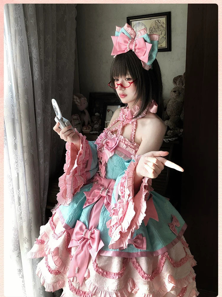 Alice Girl - Sweetheart Petal - Sweet Lolita Petal Hem JSK Dress, Halter Neckline