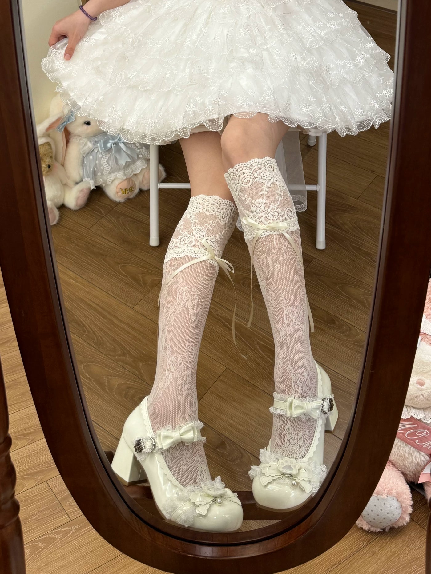 Fantasy Doll - Sweet Lace Bow - Long Socks with Lace Trim and Bow Options