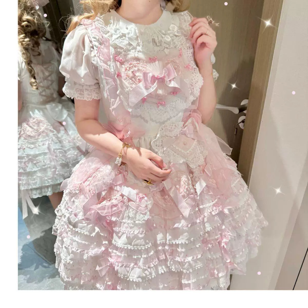 Sweetheart Dream Machine - Icy Translucent Pearl - Chiffon Blouse with Pearl Details