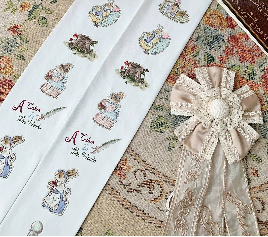 roji roji - Forest Cabin - Printed Pantyhose with Woodland Illustrations