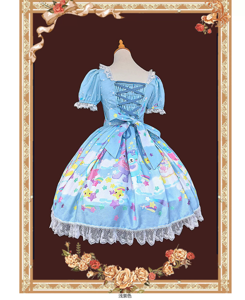 Infanta - Sleepy Bear - Kawaii Lolita Bear and Star Printed Dress