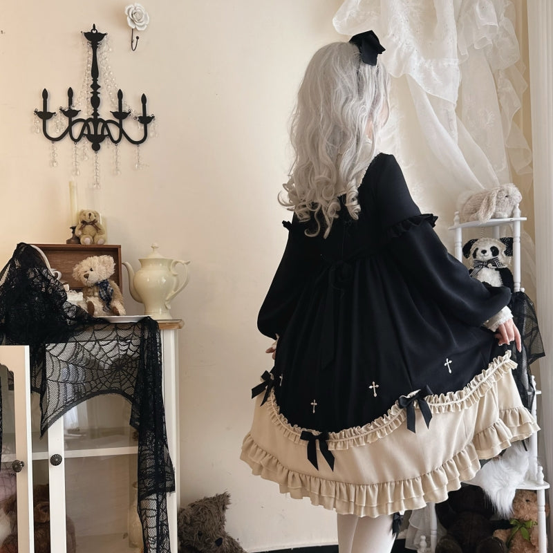 Niu Niu - Plus Size Gothic Lolita Winter OP - Dress, Cross Embroidery OP Dress
