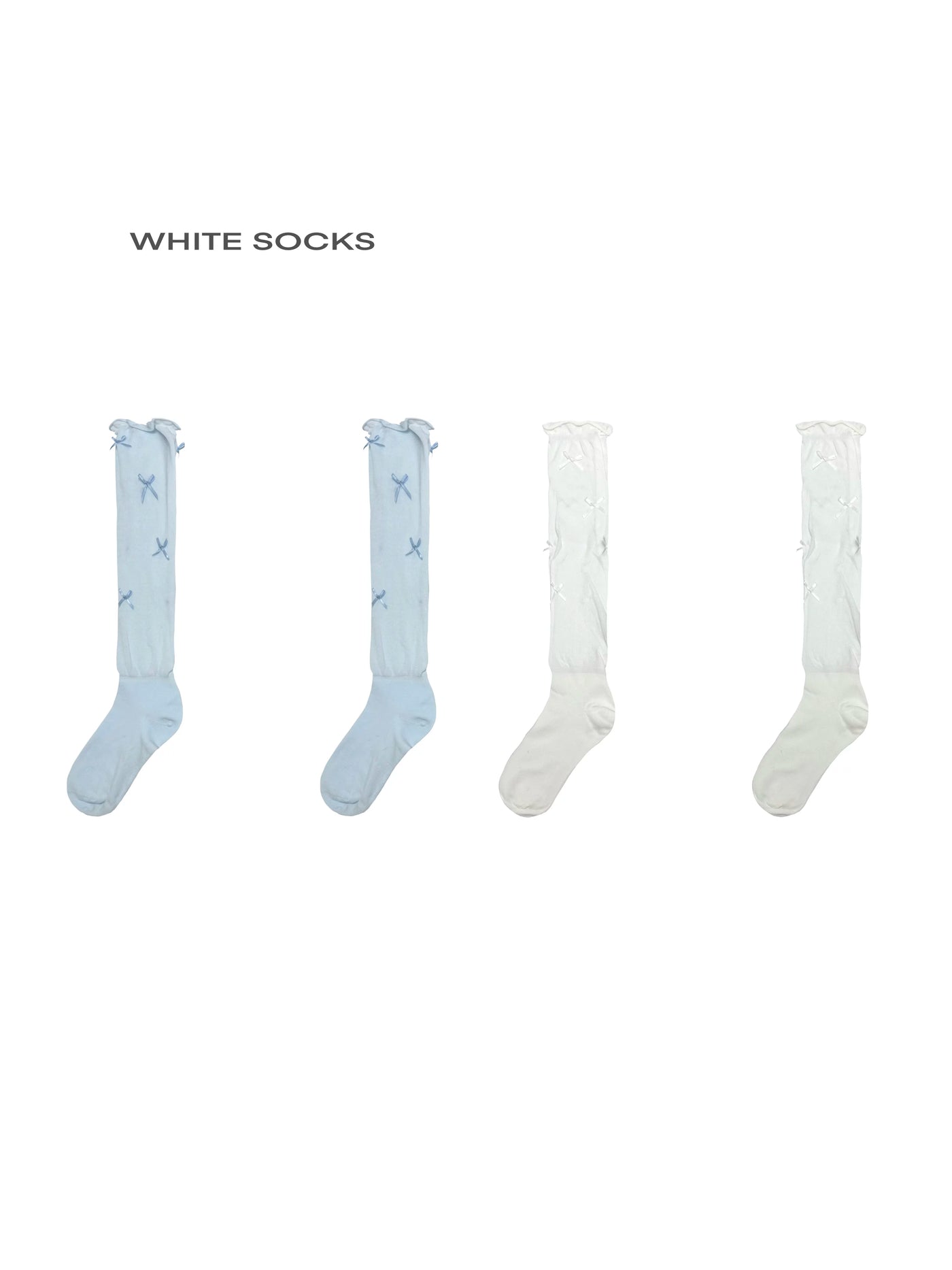 White Socks - Ballet-Inspired Bow - Lightweight Mid-Calf Slouch Socks with Bow Details