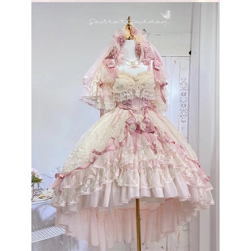 Flora Muse - Lolita Formal Gown - Long Tiered Dress with Lace Trim