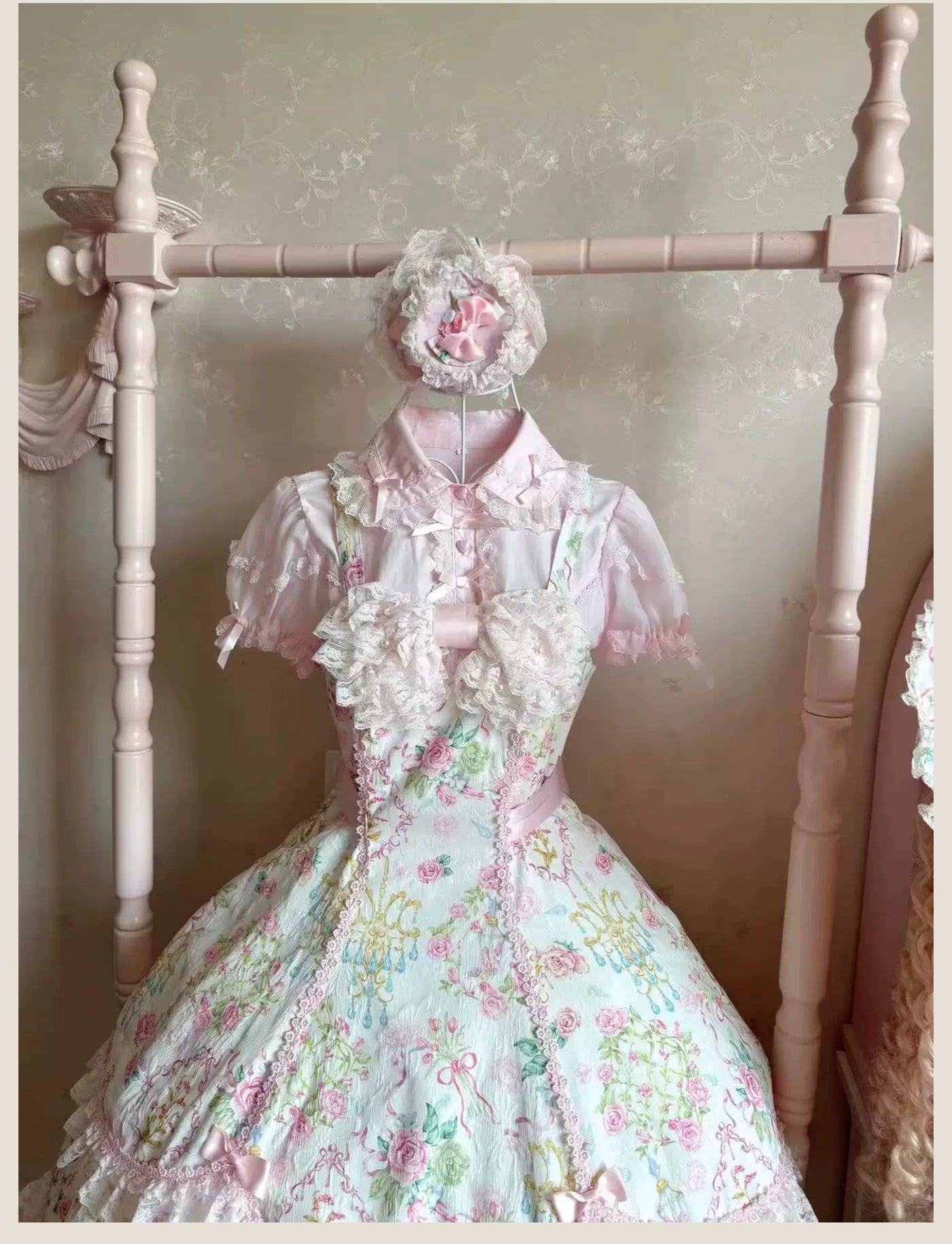 TaTaTa Lolita - Spring 2025 - Floral Old School Lolita JSK Dress, Lace Trims