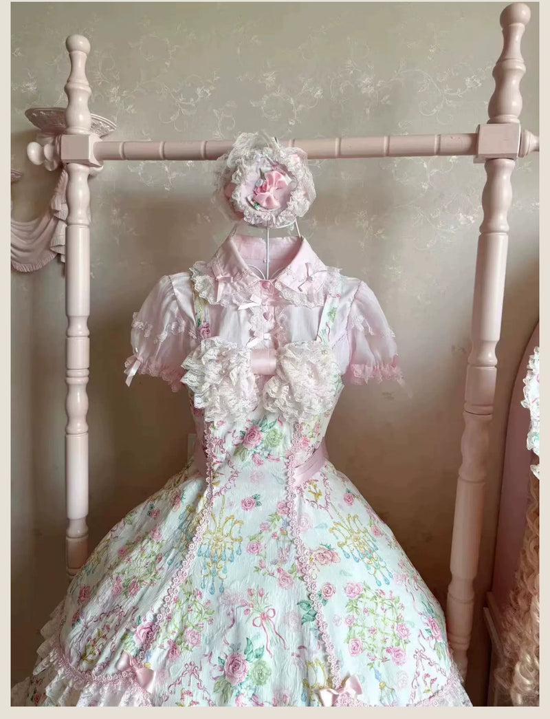TaTaTa Lolita - Spring 2025 - Floral Old School Lolita JSK Dress, Lace Trims