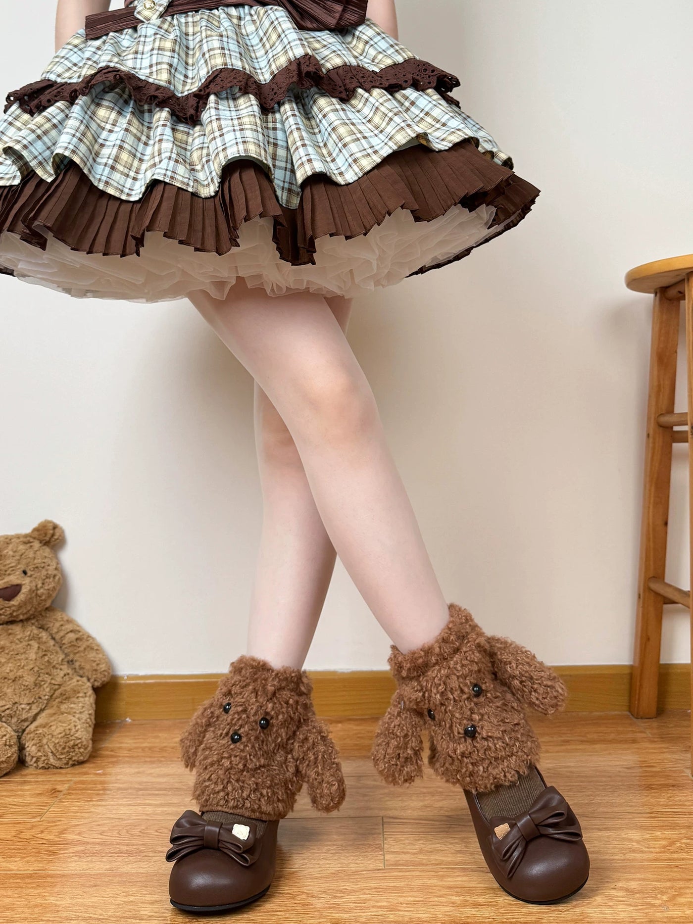 Chubby Bear Tales - Curly Puppy - Plush Leg Warmers with Puppy-Face Details