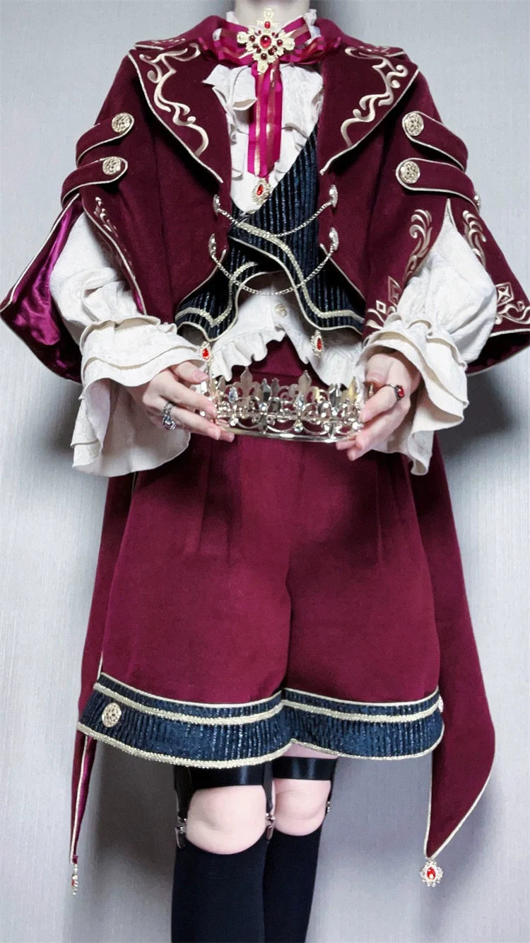 Letters from Unknown Star - Heir - Military Ouji Lolita Blouse, Coat & Shorts Set