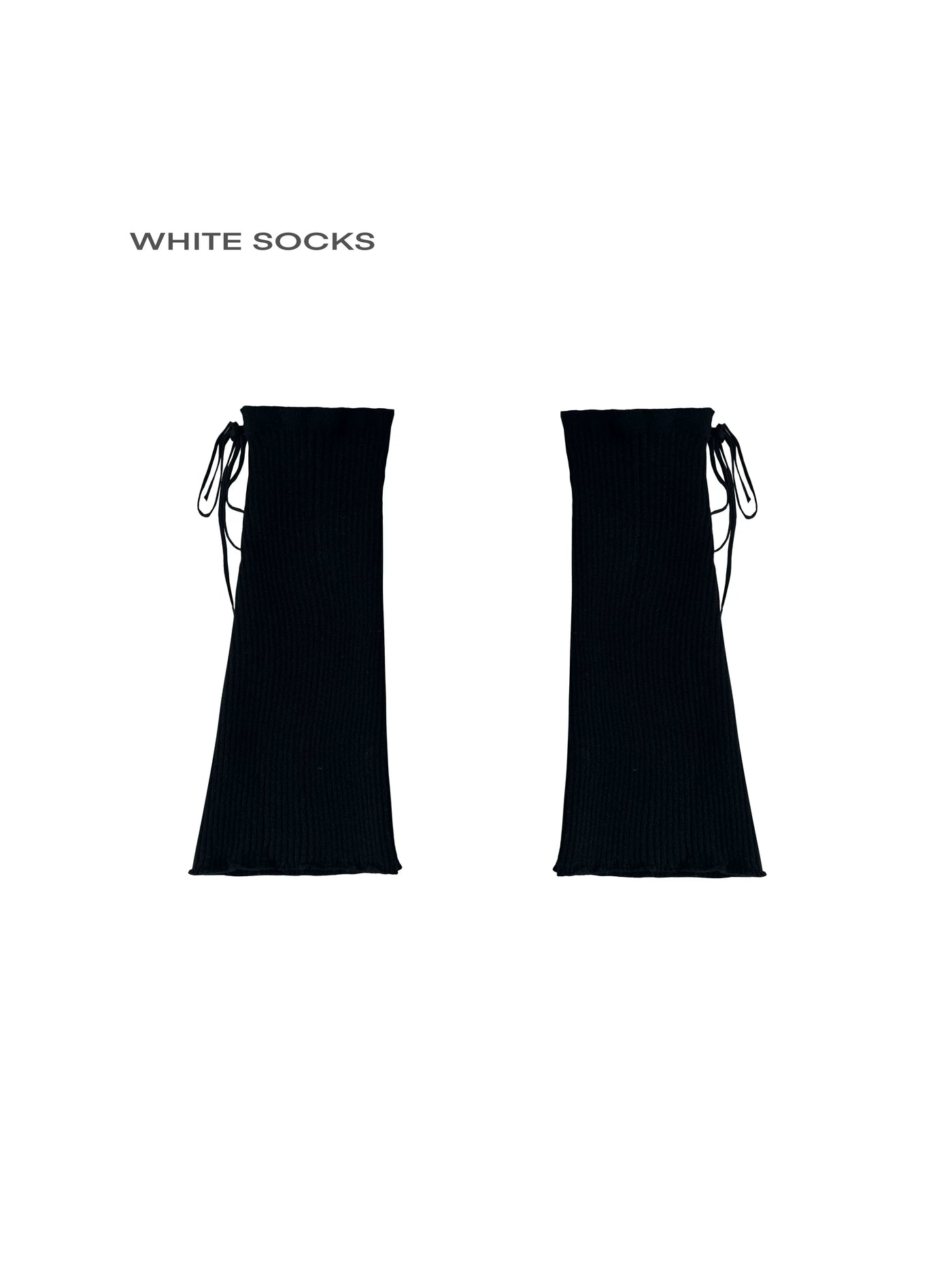 White Socks - Ribbed Contrast Covers - Sock Covers with long tie details