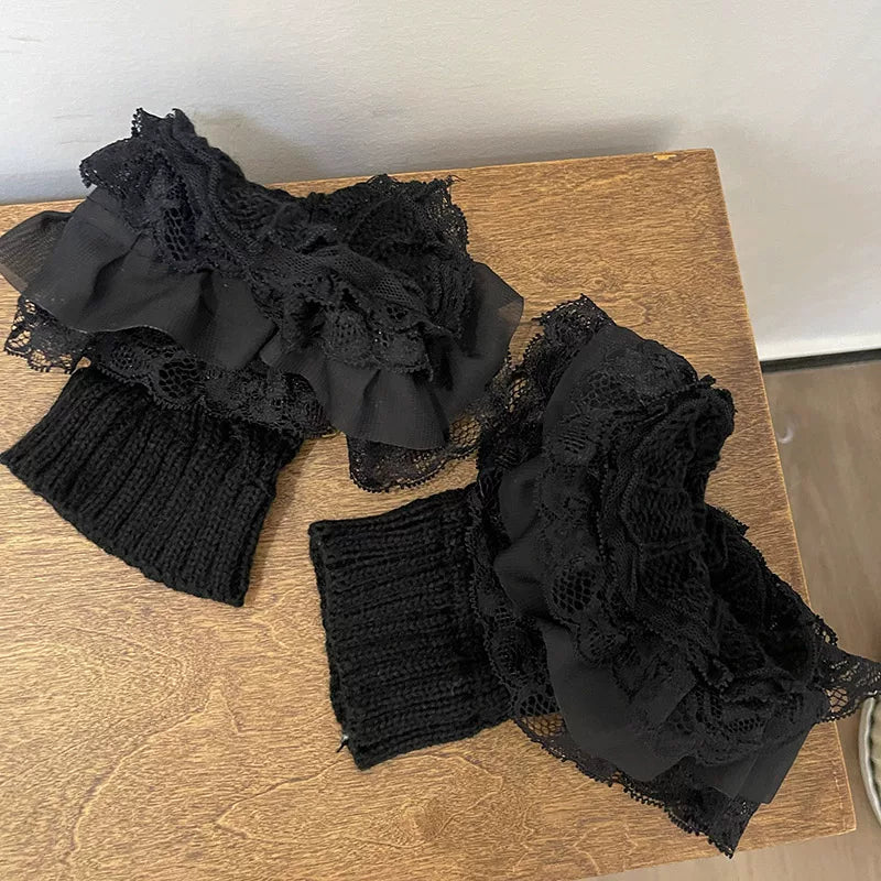 Sock Noble - Y2K Lace Cuff - Knit Boot Covers with Layered Lace