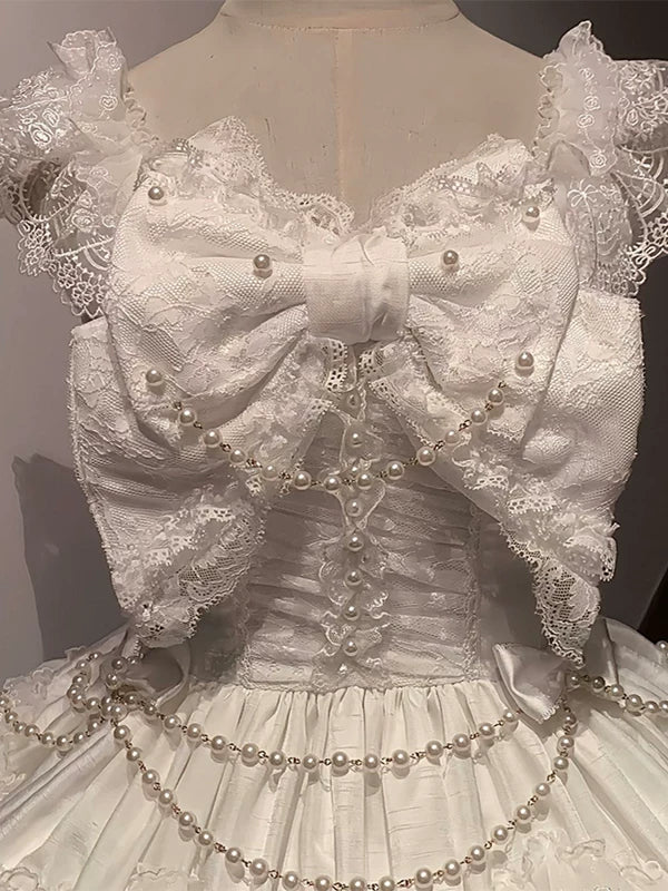 Creamy - Shōwa Lace Doll - White JSK Dress with Tiered Lace