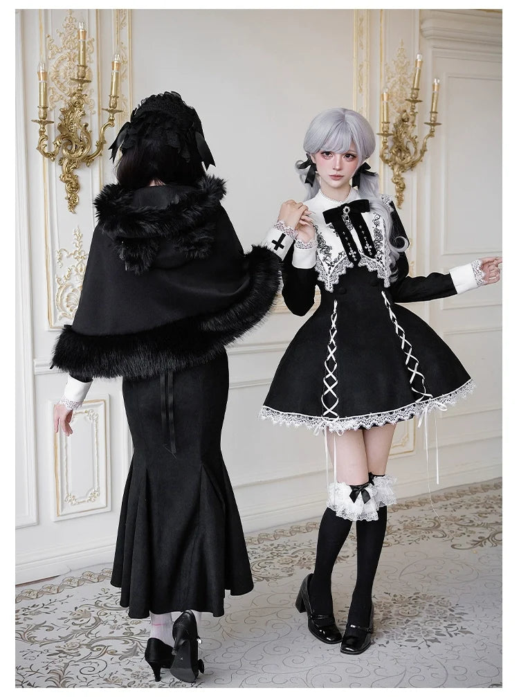 With PUJI - Rose Doll - Gothic Lolita Short OP, Mermaid Dress