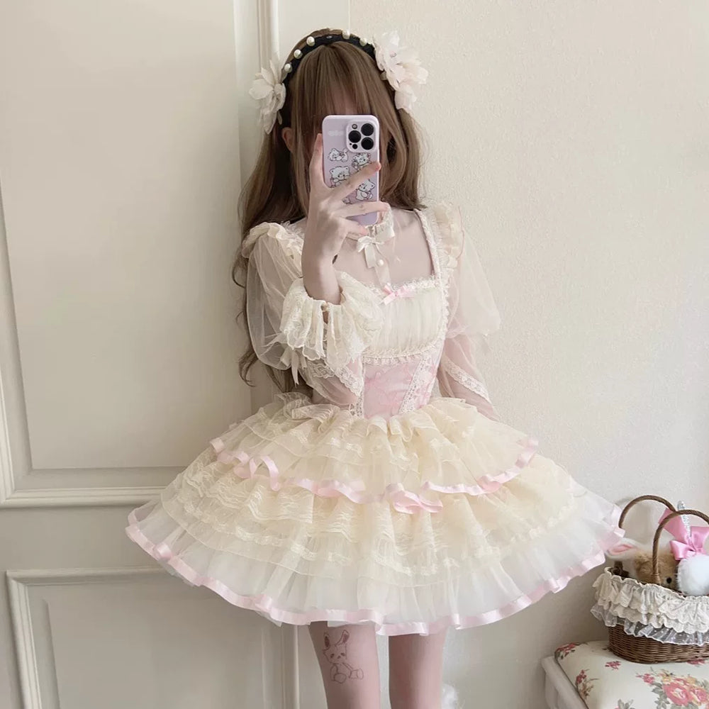 Lady Han Butterfly Love ballet JSK dress featuring a delicate butterfly print and elegant design in soft pastel colors.