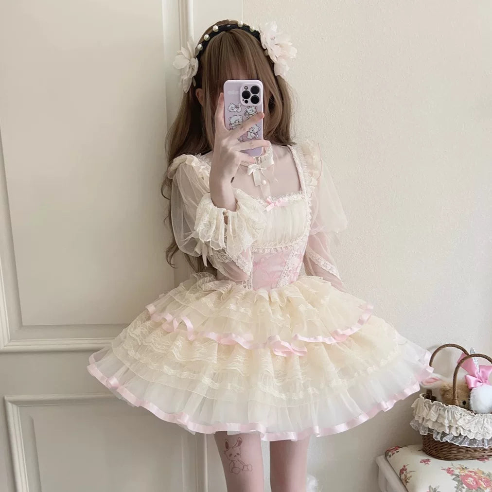 Lady Han Butterfly Love ballet JSK dress featuring a delicate butterfly print and elegant design in soft pastel colors.