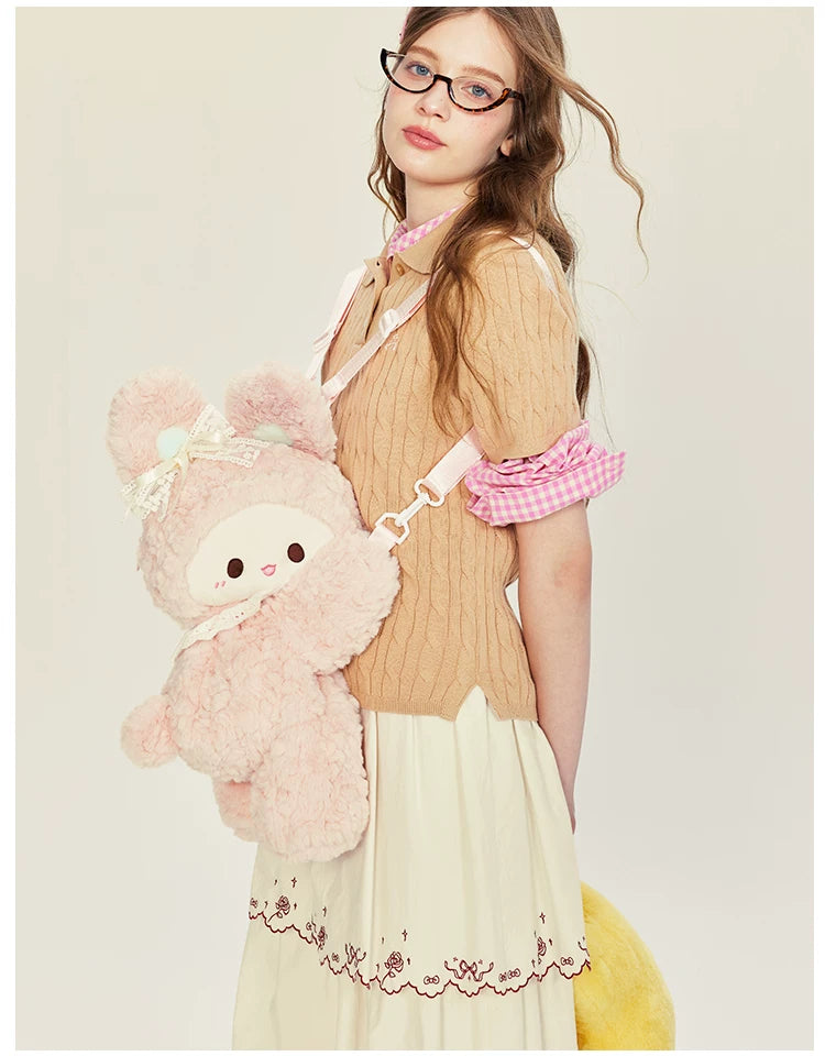 LambGuli - Rabbit and Lamb - Plush Crossbody Bag with Earphone-Bag Options