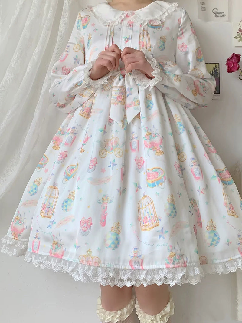 Yueele - Apricot Winter Ribbon - Plus-Size Sweet Lolita OP Dress - detail view 4