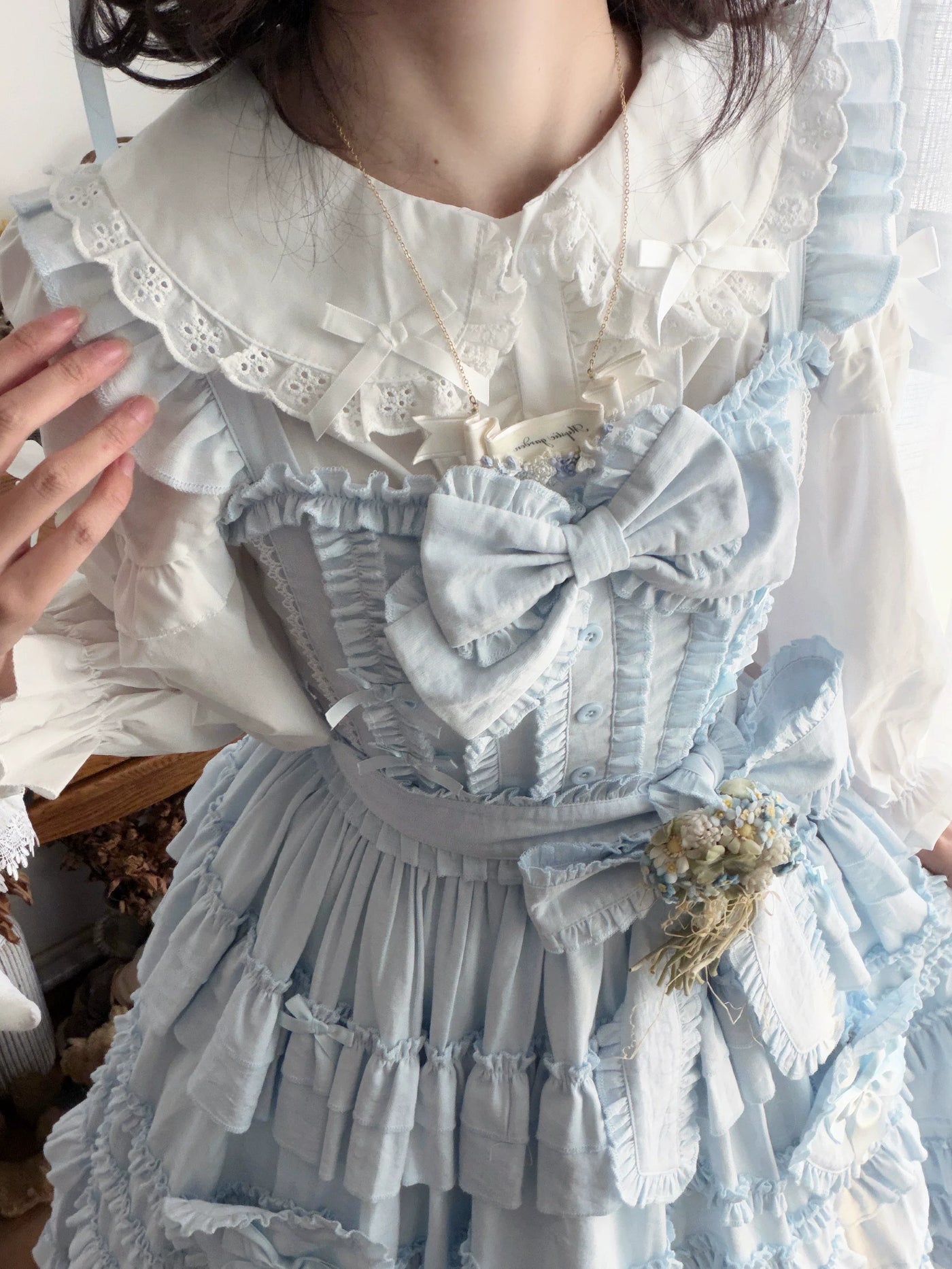 Sugar Girl - Loveheart - Solid Classic Lolita JSK Dress, Tiered Hem