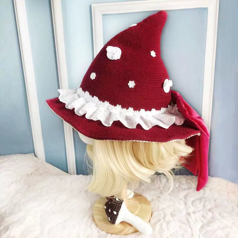Jiuming Cat Plush Bow Mushroom Hat — style overview