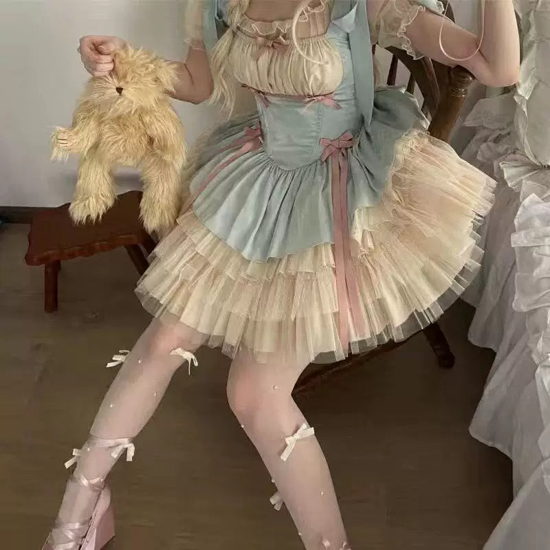 Sweetheart Dream Machine - Little Ribbon Ballet - Camisole jumper skirt (JSK) with layered ruffles