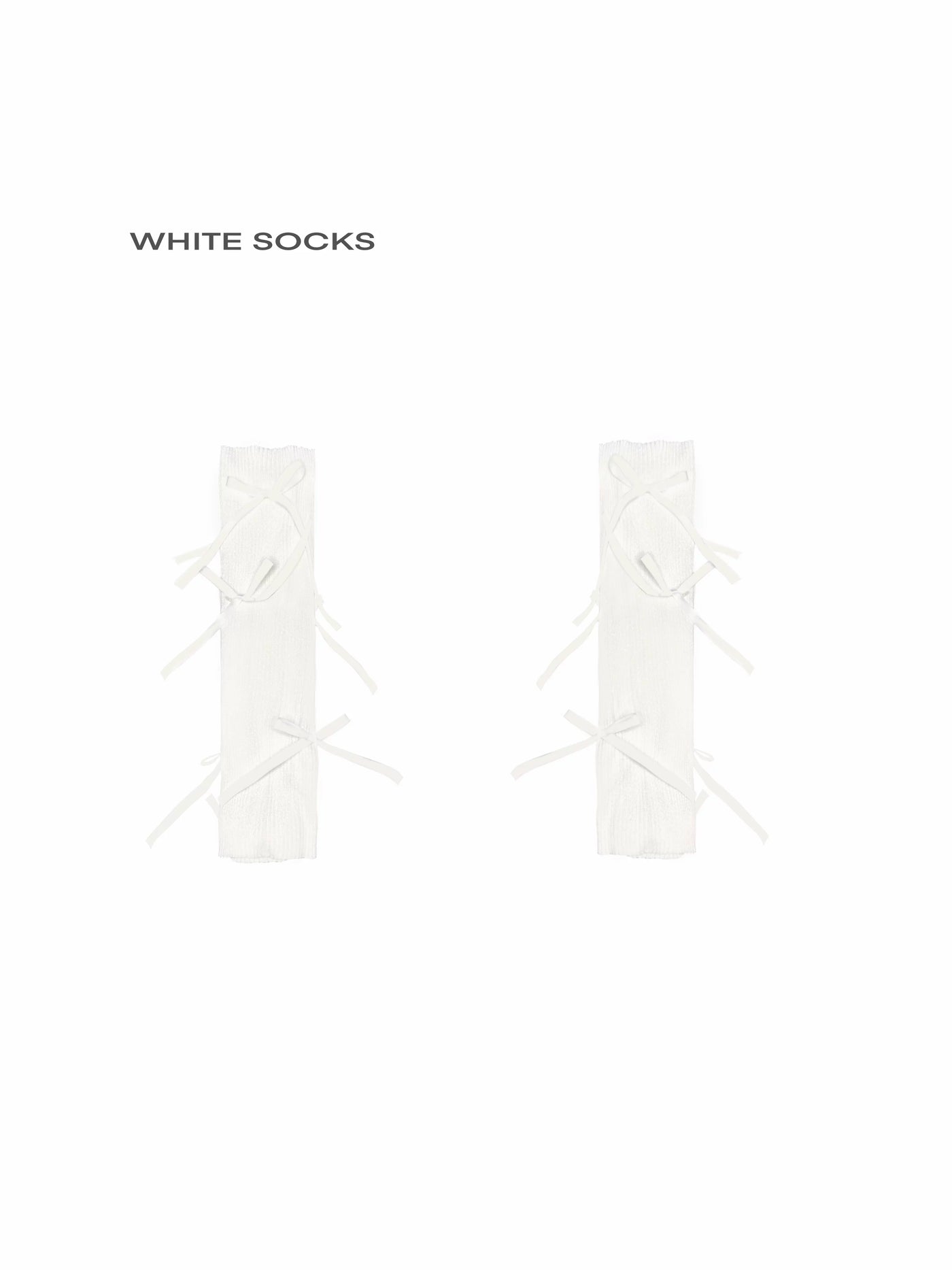 White Socks - Ribbon Ruche - 30 cm Scrunch Socks with Ribbon Ties