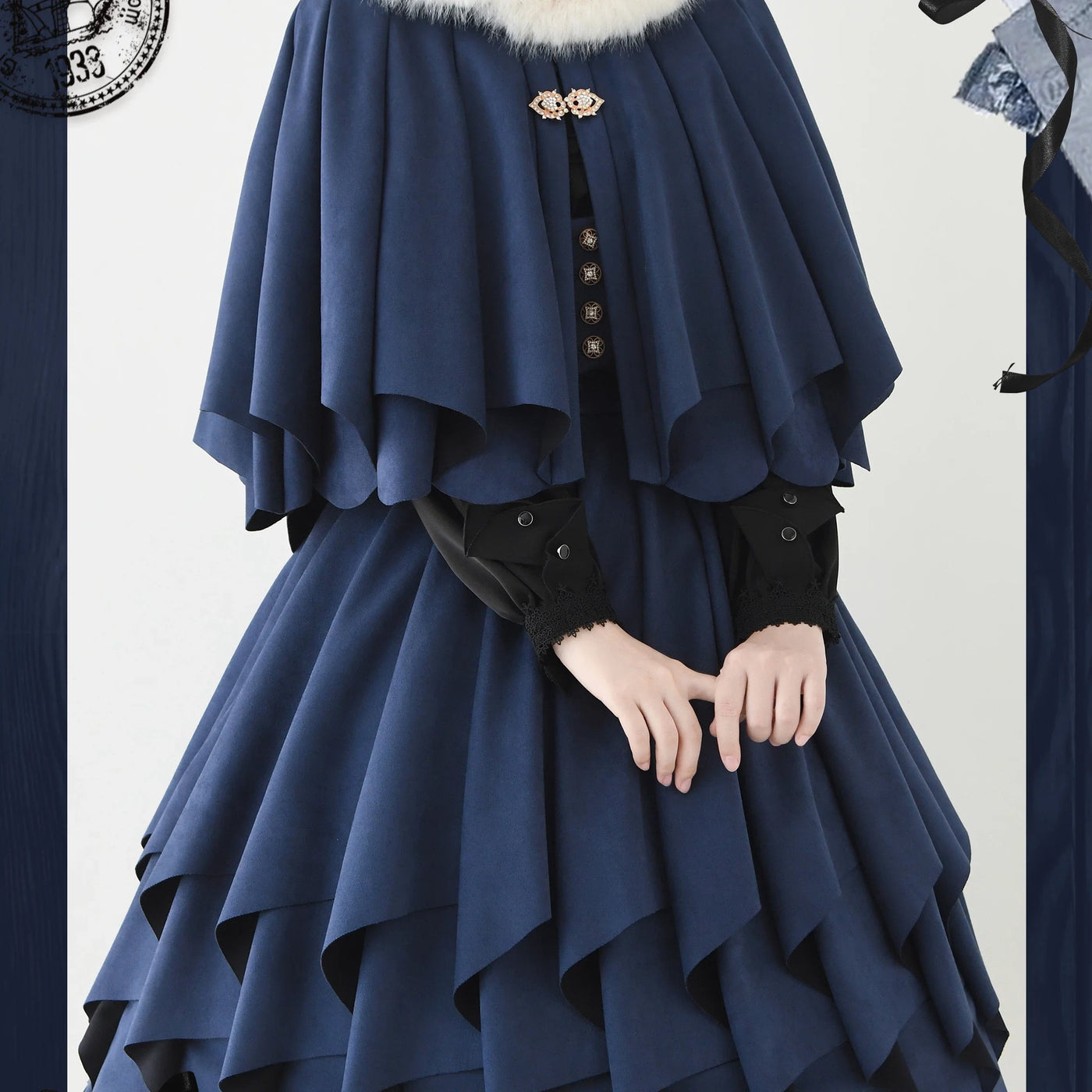 Sentaro - Molten Snowtop - Classic Lolita SK, Cape With Detachable Collar