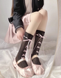 Black socks, pink / One Size