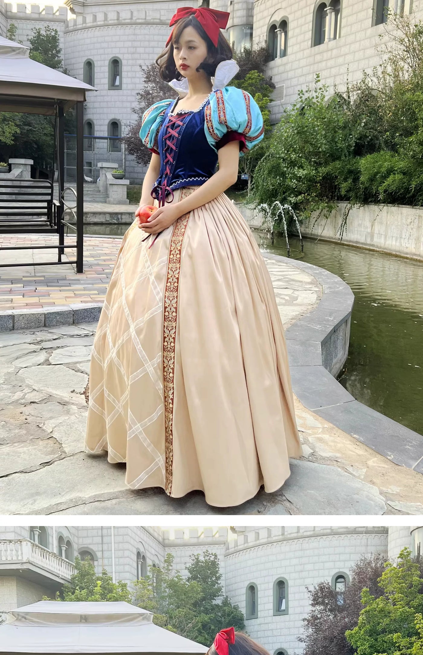 LACE GARDEN - Snow White Arrival - Royal Blue Dress Set with Puff Sleeves