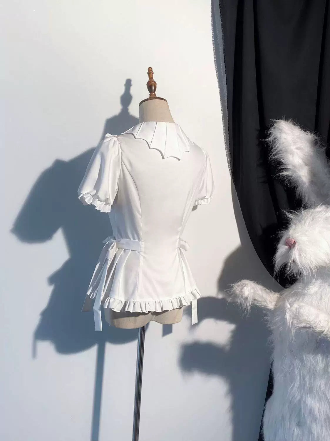 Sweetheart Dream Machine - Soft Sweet - Black or White Lolita Blouse with Batwing Collar