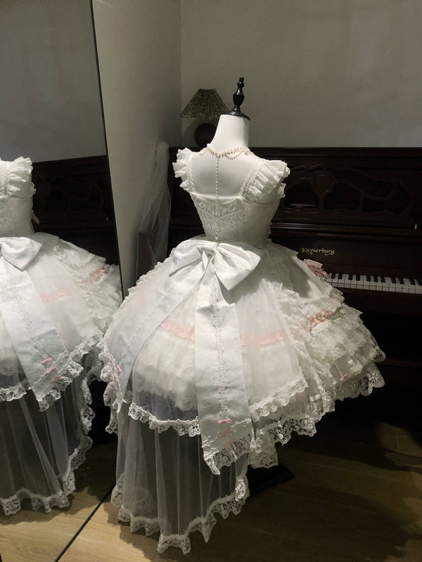 YoYo - Rose Dream - Sweet lolita JSK with tiered ruffled white skirt