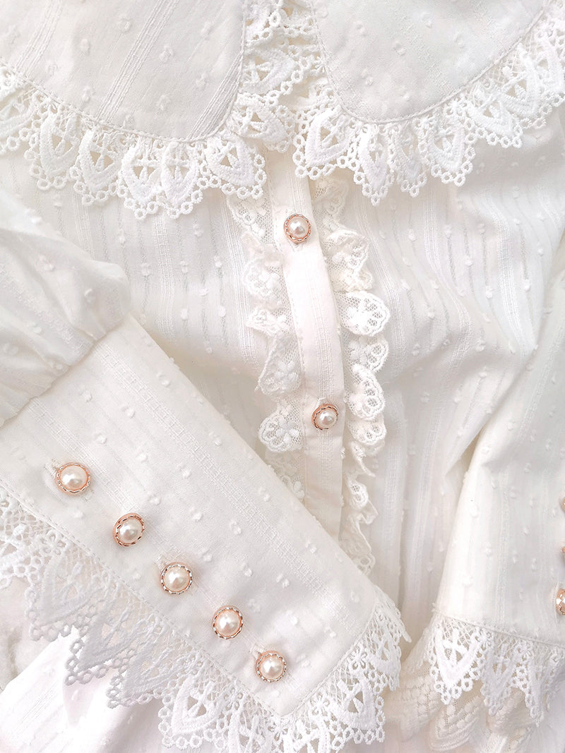 Yilia - Sweet Lolita Peter Pan Collar - Cotton Blouse Innerwear