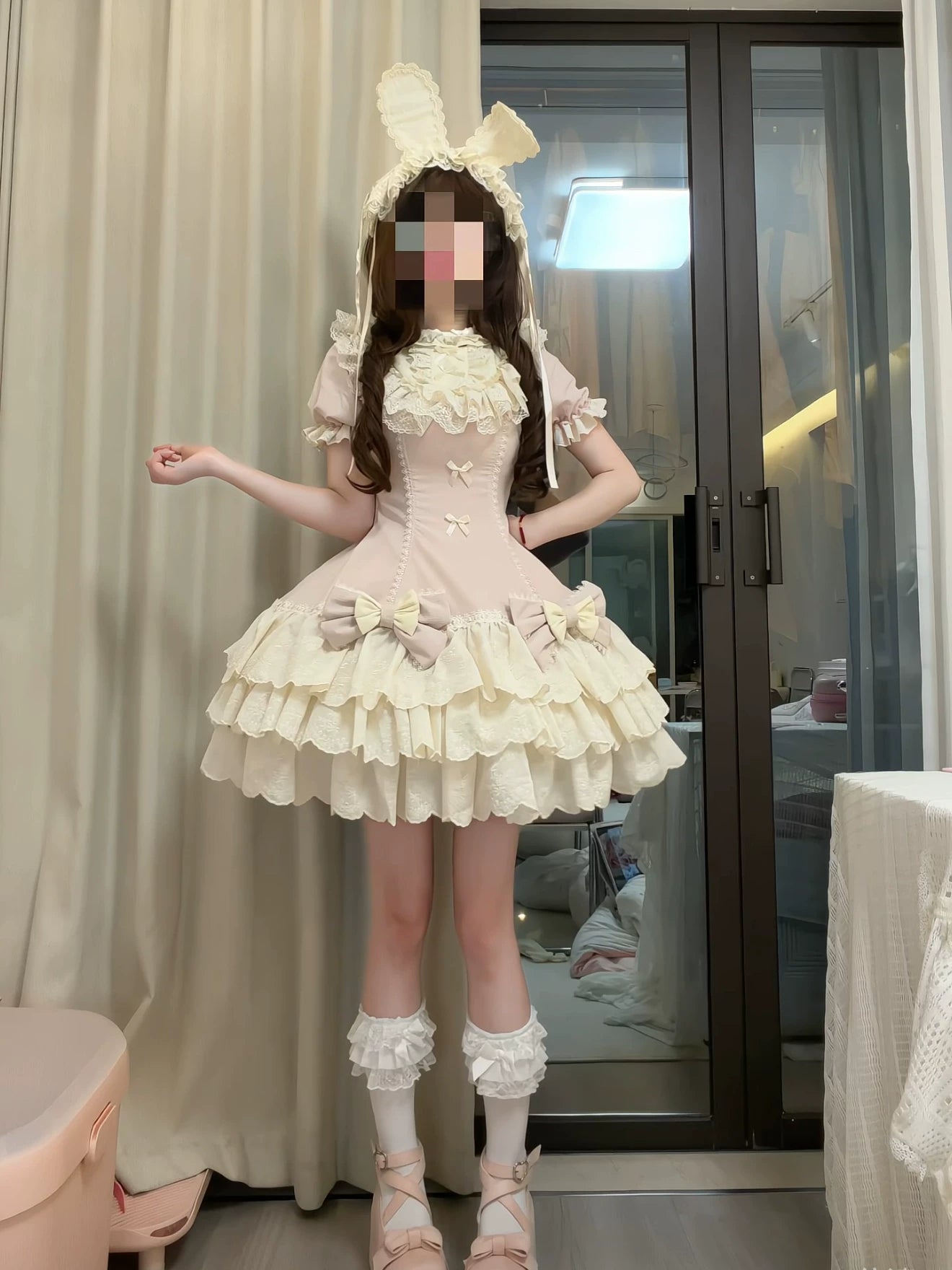 Sweetheart Cream - Cream Tart - Sweet lolita tiered cake dress