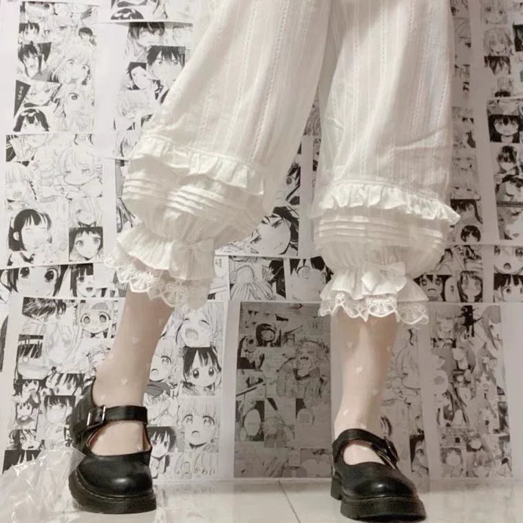 Twelve Meow - Sweet Accordion Pleats - Sweet Lolita bloomers with lace cuffs and bows - product detail 4
