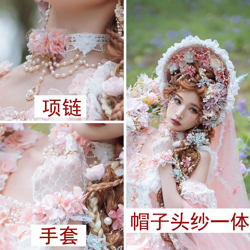 Handmade - Floral Bonnet Headwear - Sweet lolita bonnet headwear