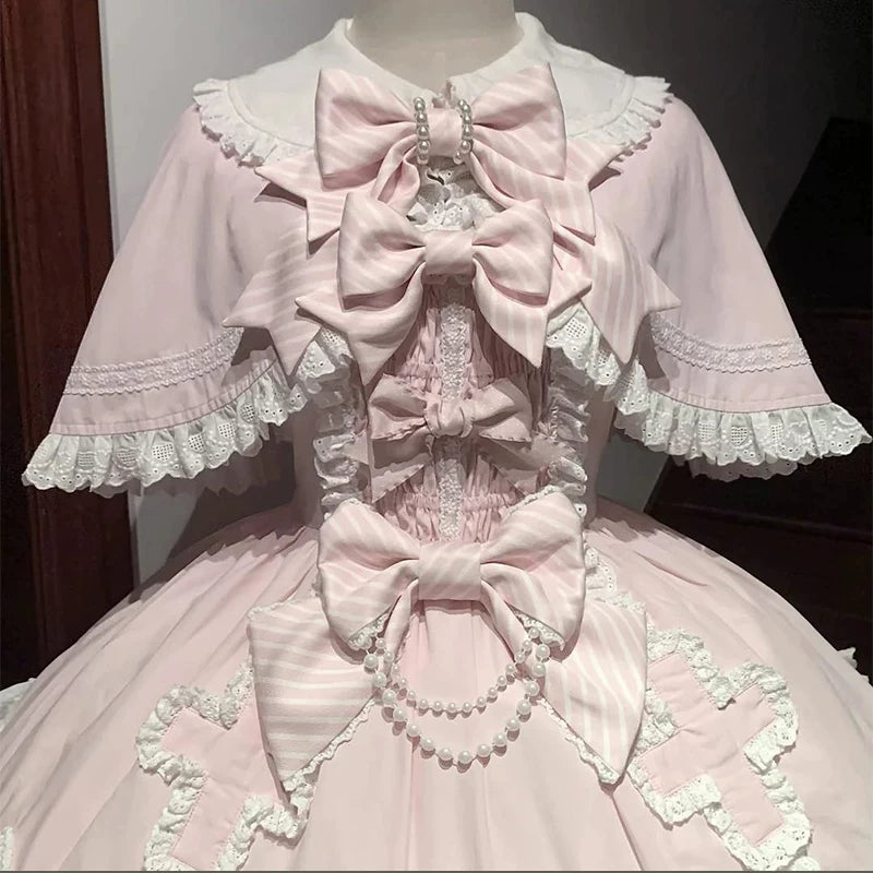 Creamy - Pink Doll Princess - Pink JSK Dress with Ruffled Cape